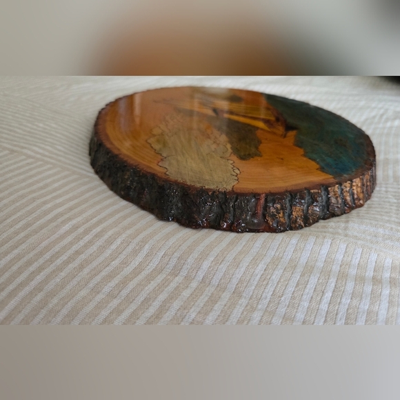 Vintage Handmade Nautical Wood Slice Etched Ship Art Wood Burning Ocean - Picture 7 of 10